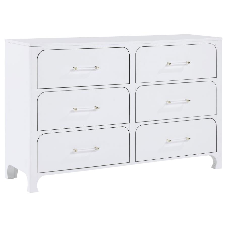 224751Q 4-PC Anastasia Boucle Upholstered Panel Bed Pearl White and Beige