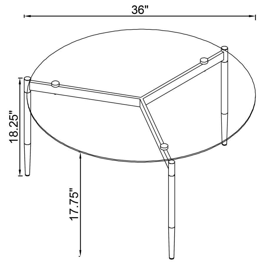 710168 Rosalie Round Smoked Glass Top Coffee Table Sandy Black
