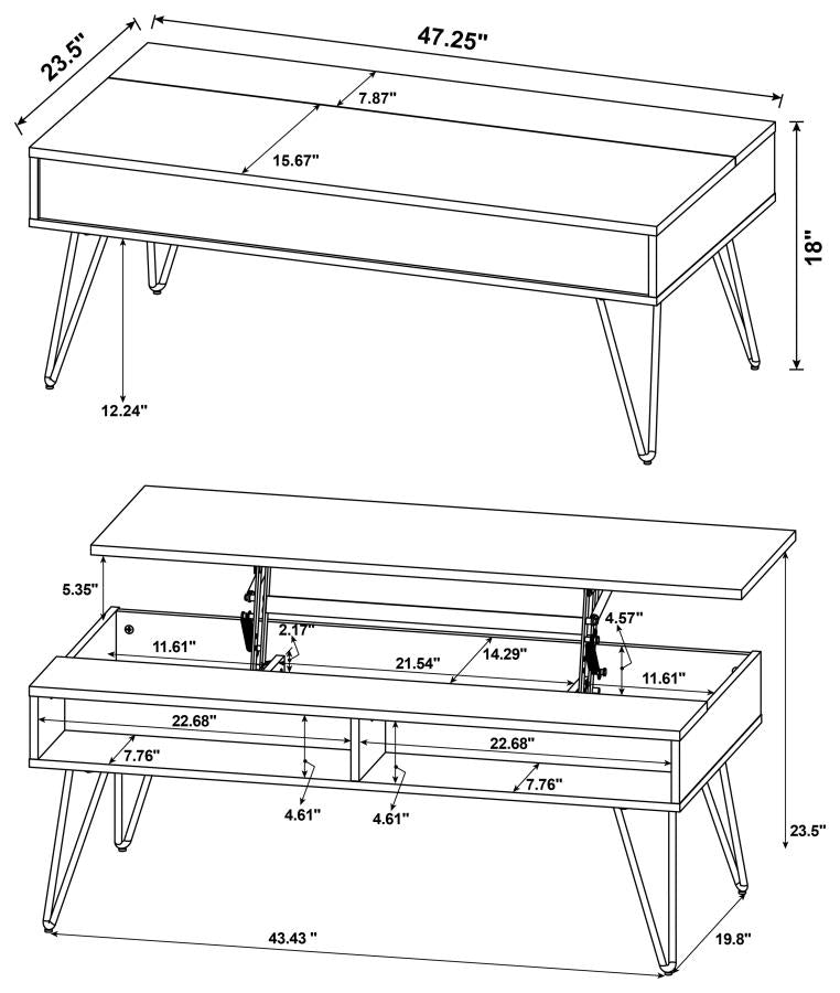 Fanning Lift Top Coffee Table Golden Oak