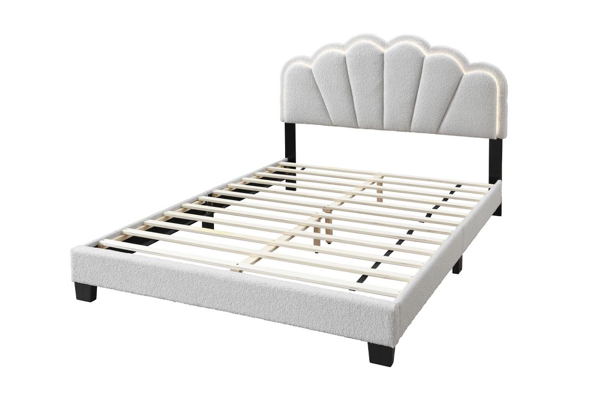 F9663Q Fabric Platform Bed with LED