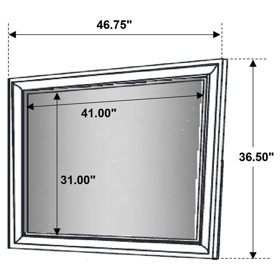 Miroir de commode rectangulaire Barzini - Noir
