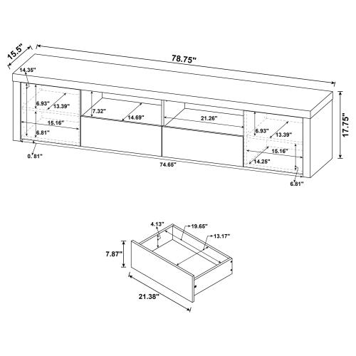 704262 Jude 2-Door 79″ TV Stand With Drawers -White High Gloss