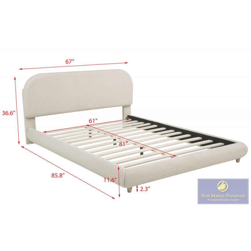 Ct-04 Queen Curved Upholstered Platform Bed