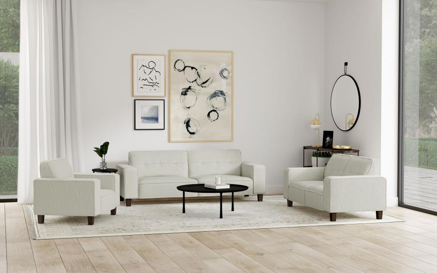 Deerhurst Upholstered Track Arm Tufted Sofa - Greige