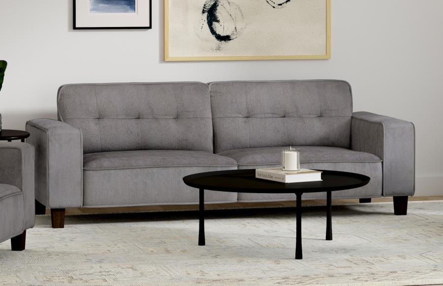 509641 Deerhurst Upholstered Track Arm Tufted Sofa Charcoal