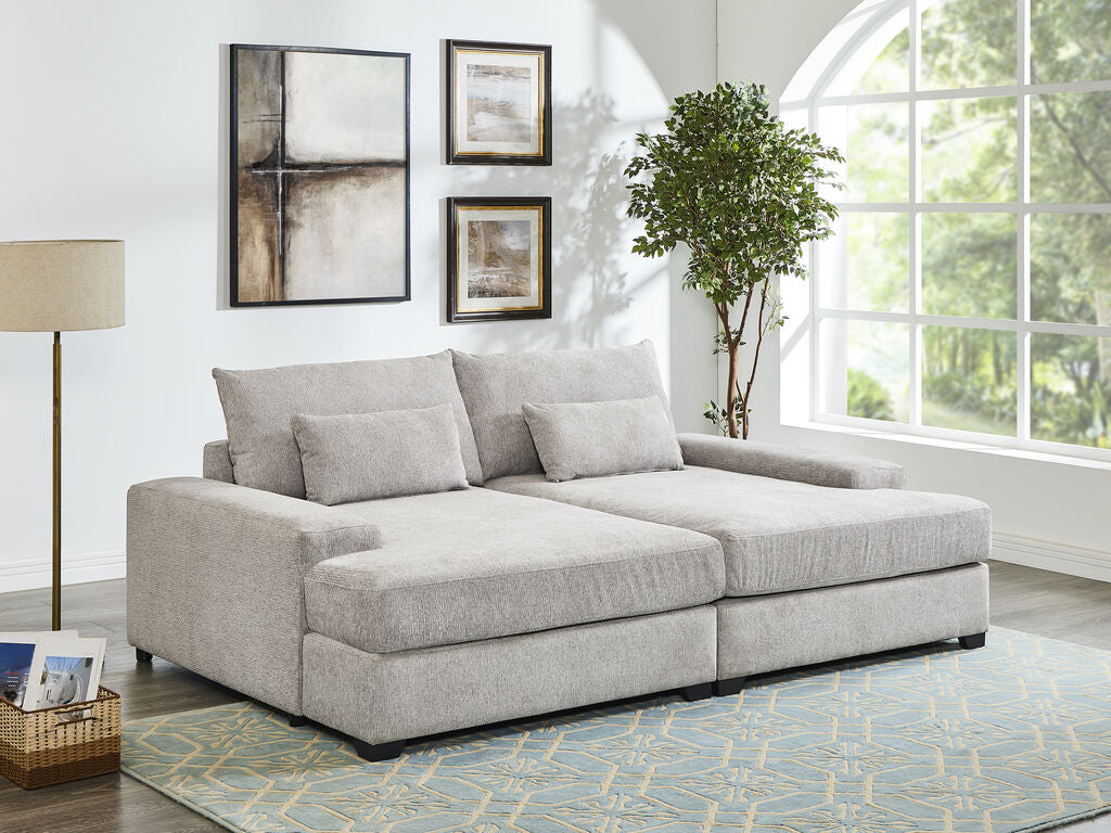 Canapé-lit double surdimensionné Jaylee en tissu gris clair de 88 po de large