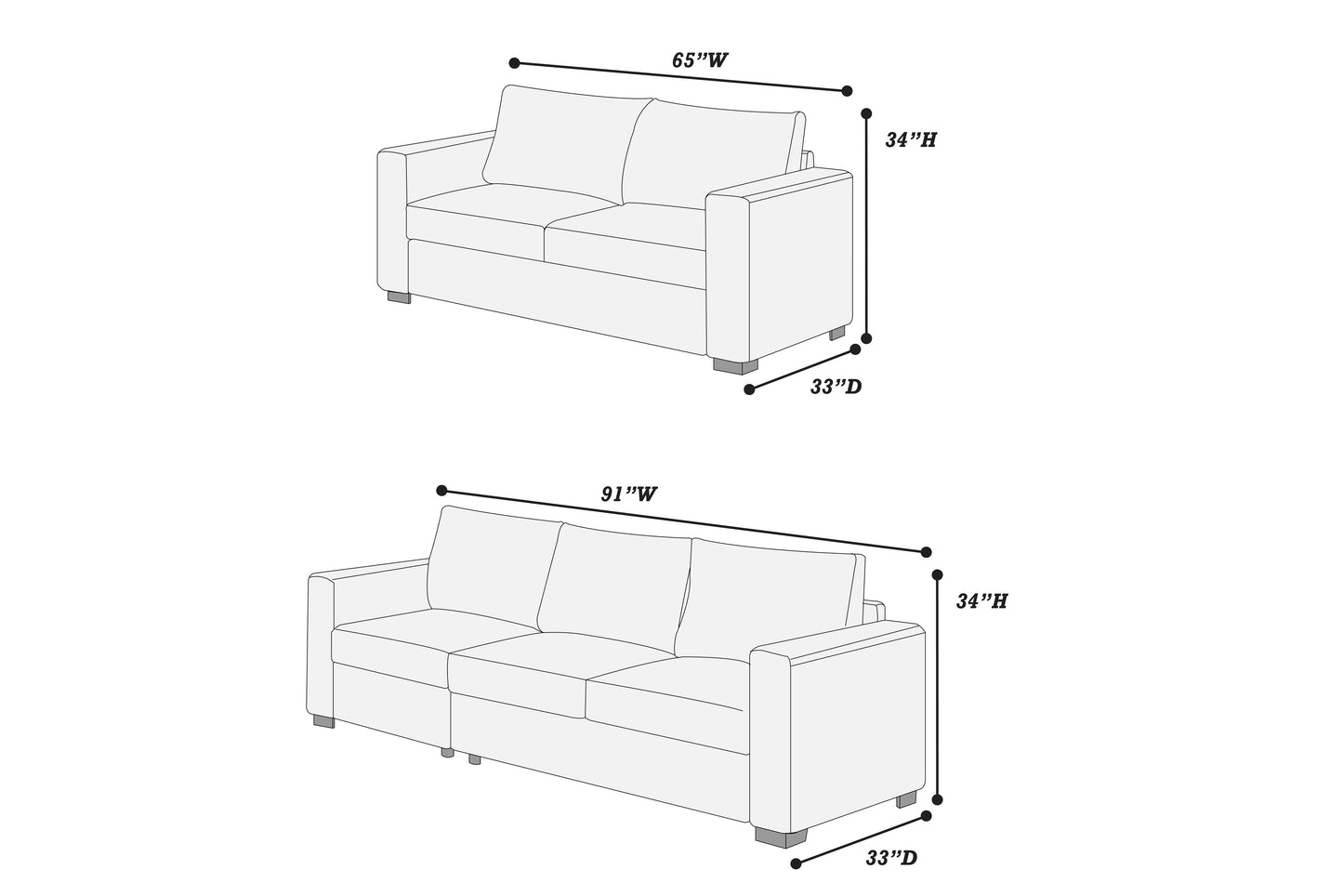 SALE! F8461 2pc Sofa & Loveseat Set - Grey