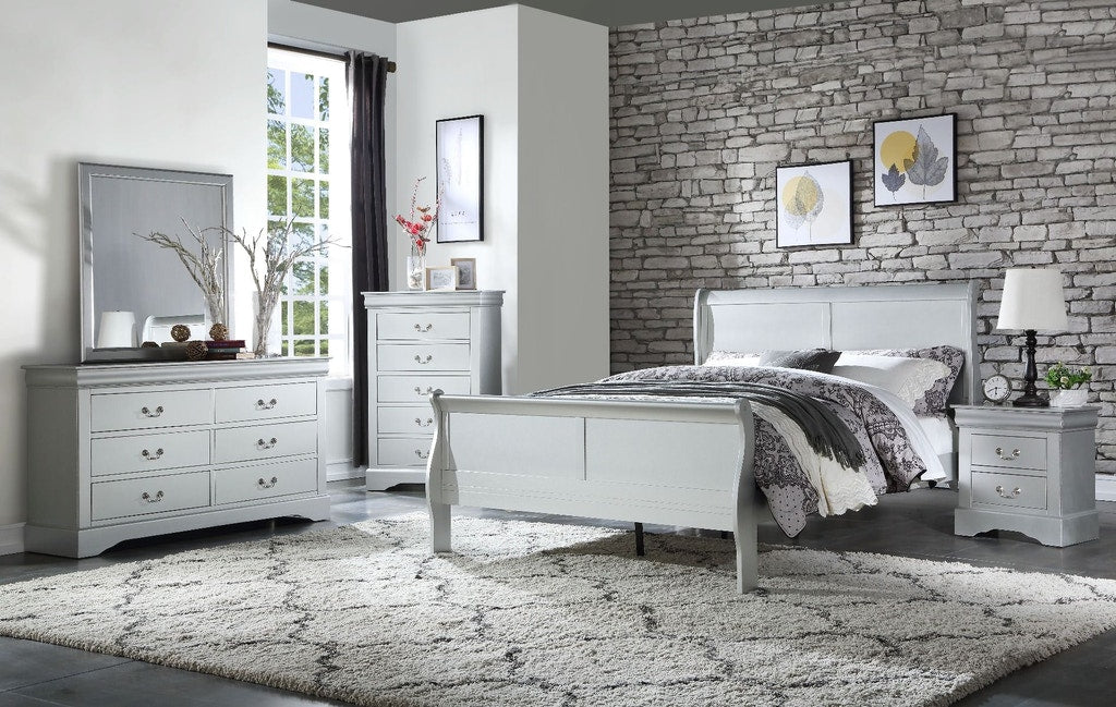 Ensemble de chambre à coucher Louis Phillipe Queen 4 pièces - Blanc