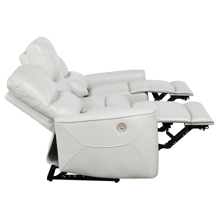 610261P Greenfield Upholstered Power Reclining Sofa Ivory