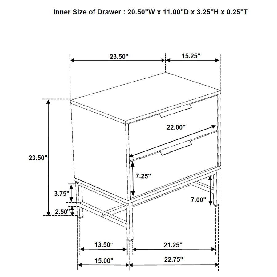 Ensemble de chambre à coucher 3 pièces Sonora avec lit Queen Size, blanc