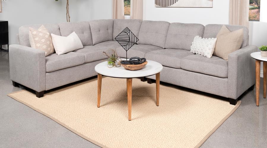 551705-SET Canapé sectionnel modulaire rembourré 4 pièces Georgina, acier beige