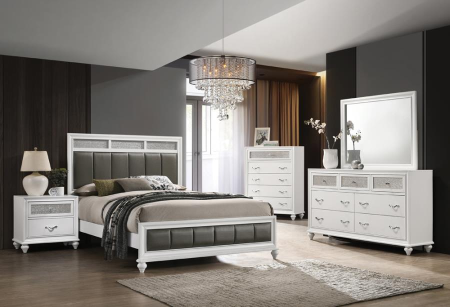 Ensemble de chambre à coucher Barzini 4 pièces avec lit Queen Size - Blanc