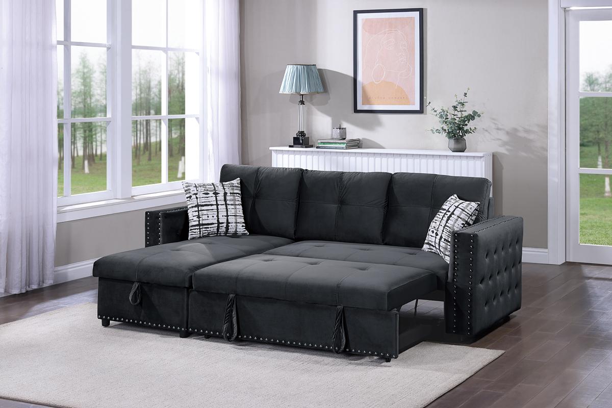 Canapé sectionnel convertible Reed F8540 - Noir