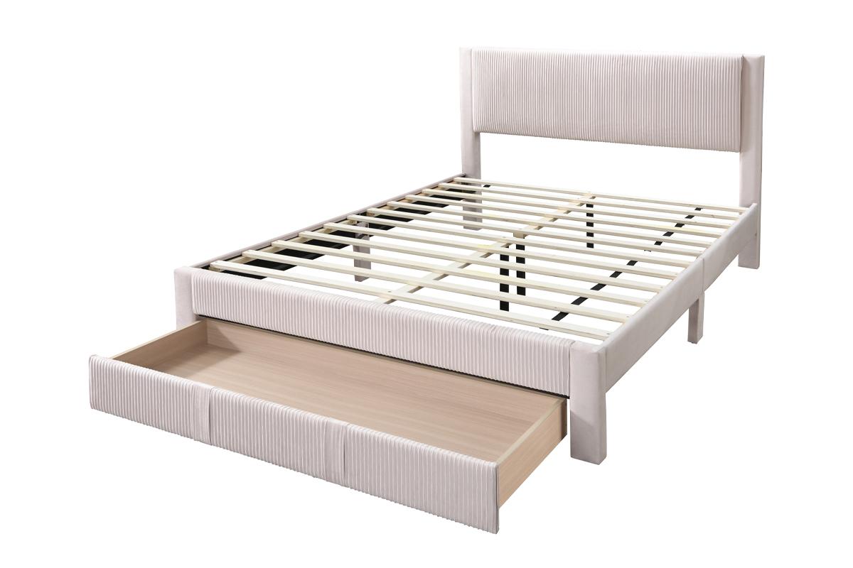Alred Queen Platform Bed w/Drawer - Blush