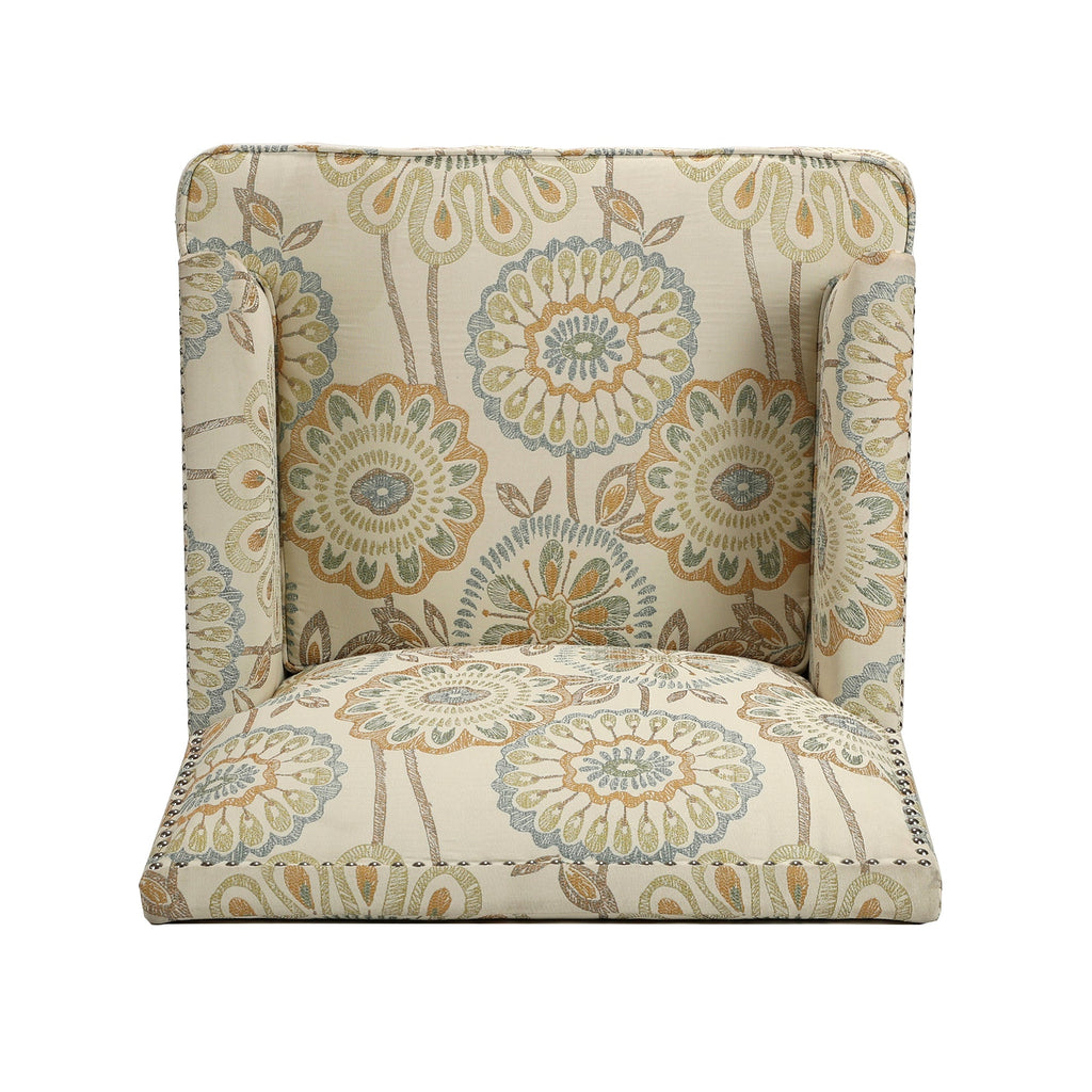 Golden Floral Nailhead Trim Accent Chair