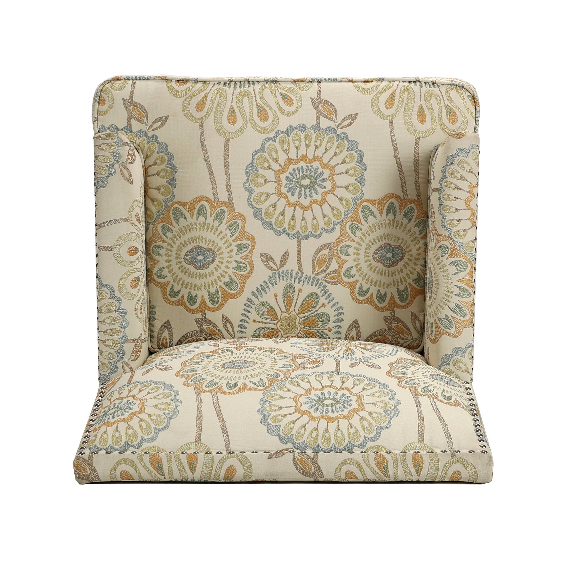 Golden Floral Nailhead Trim Accent Chair