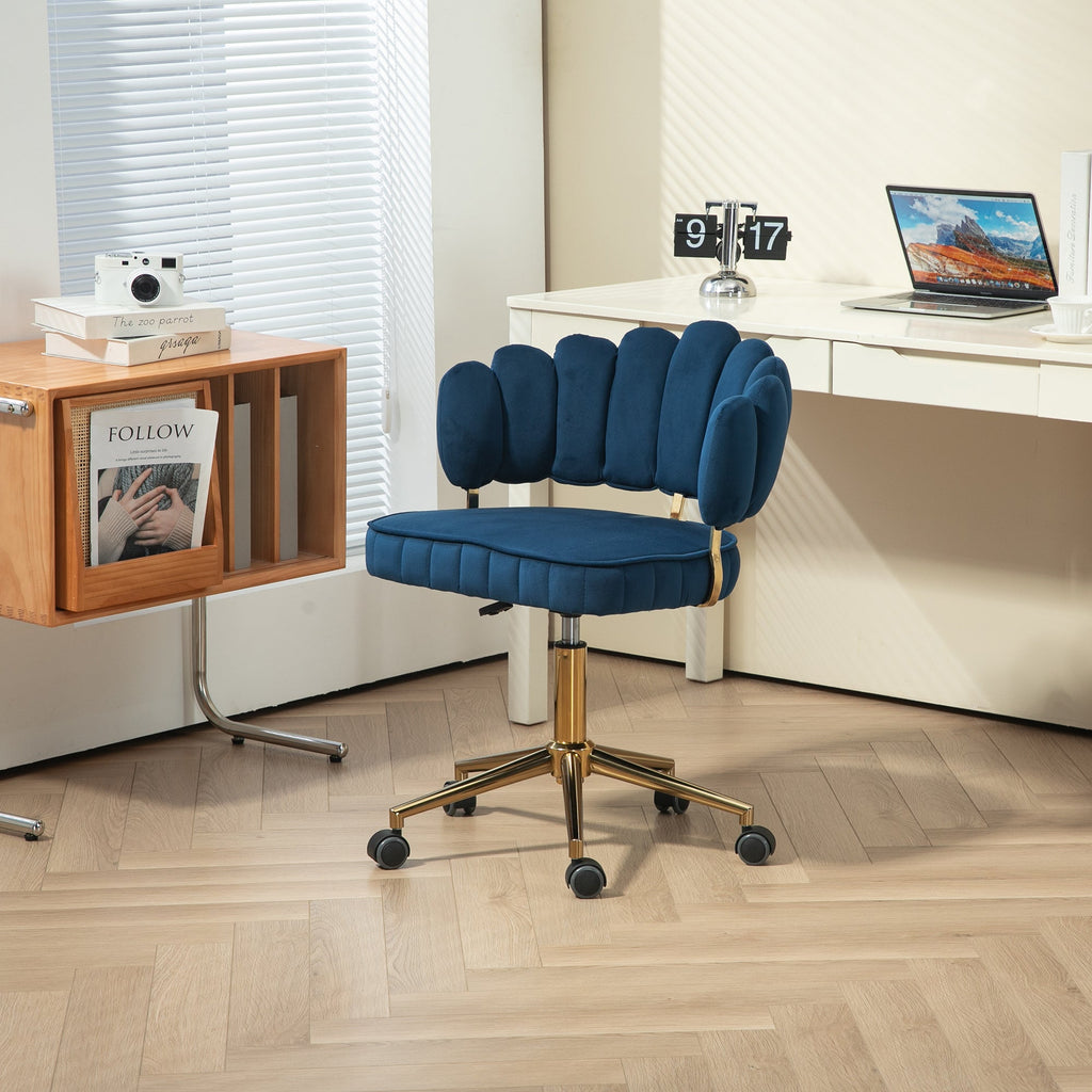 Modern Velvet Home Office Desk Chair with Adjustable Height and Swivel Wheels