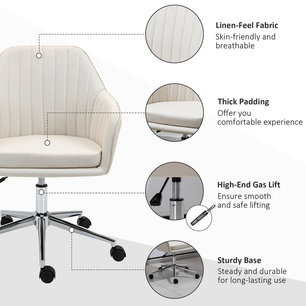 Swivel Desk Chair with Tub Shape Design & Lined Pattern Back
