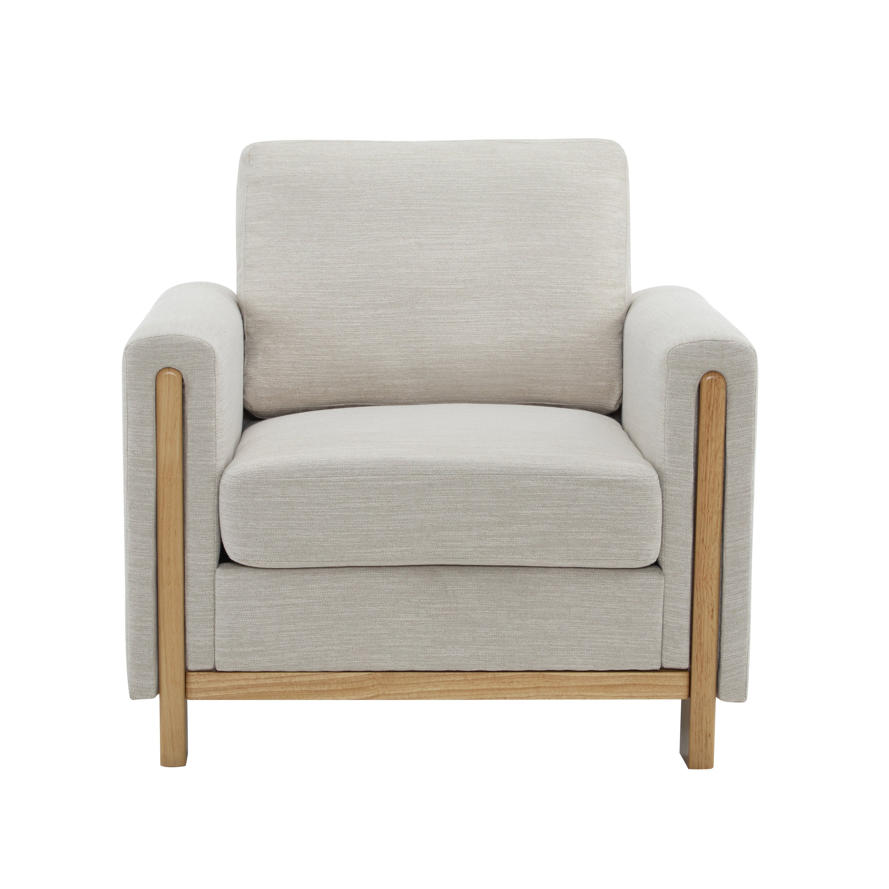 Harmonia Fabric Upholstered Accent Chair with Wood Accent