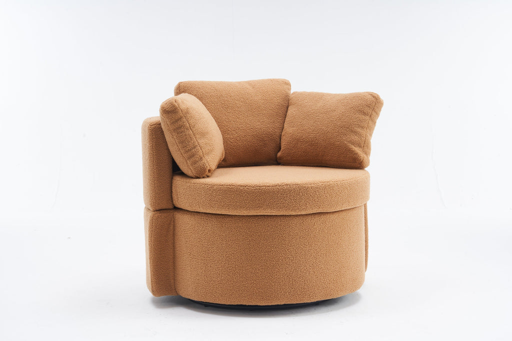 Teddy Fabric Swivel And Storage Chair With Back Cushion