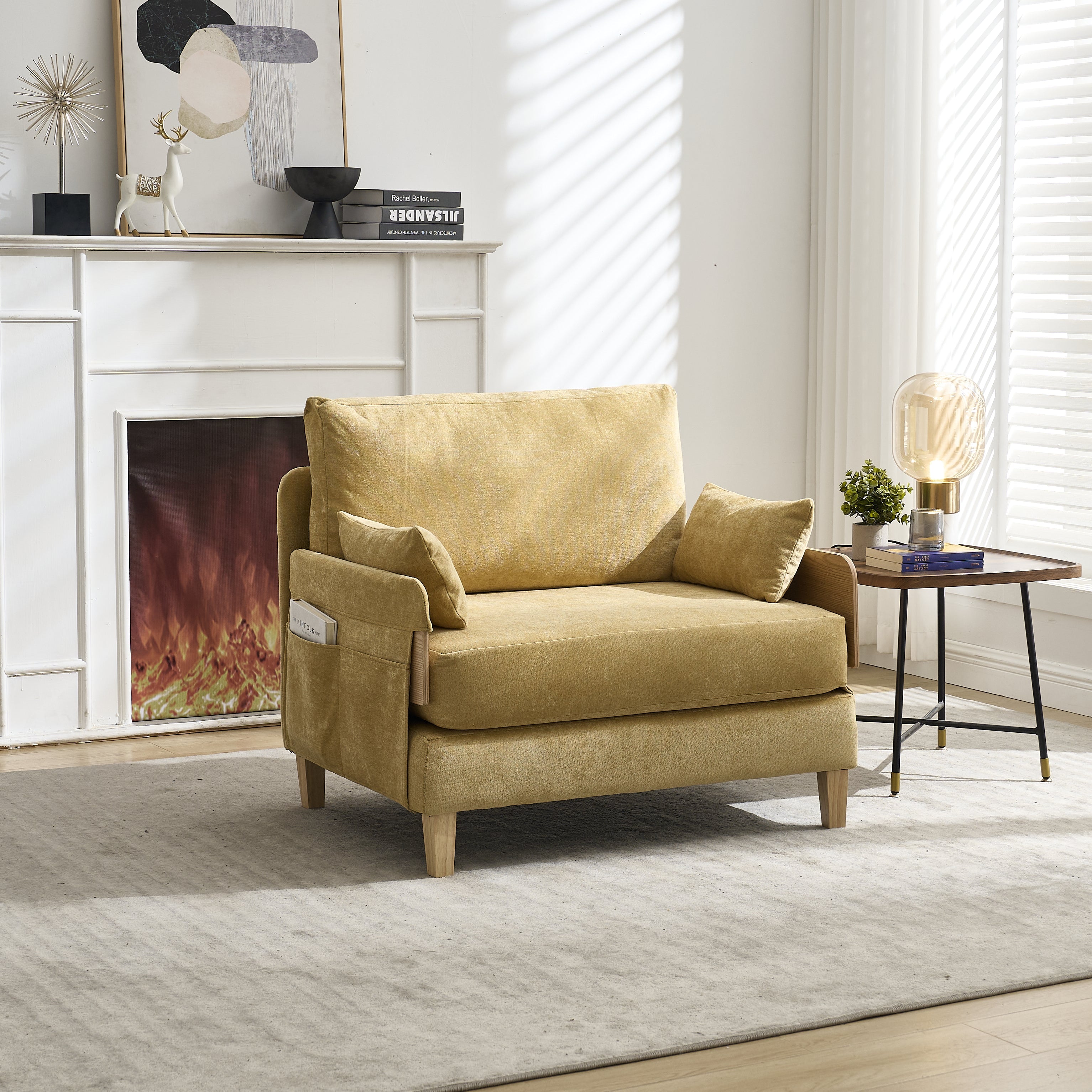 Mid-Century Modern Chenille Foldable Sofa Bed Recliner
