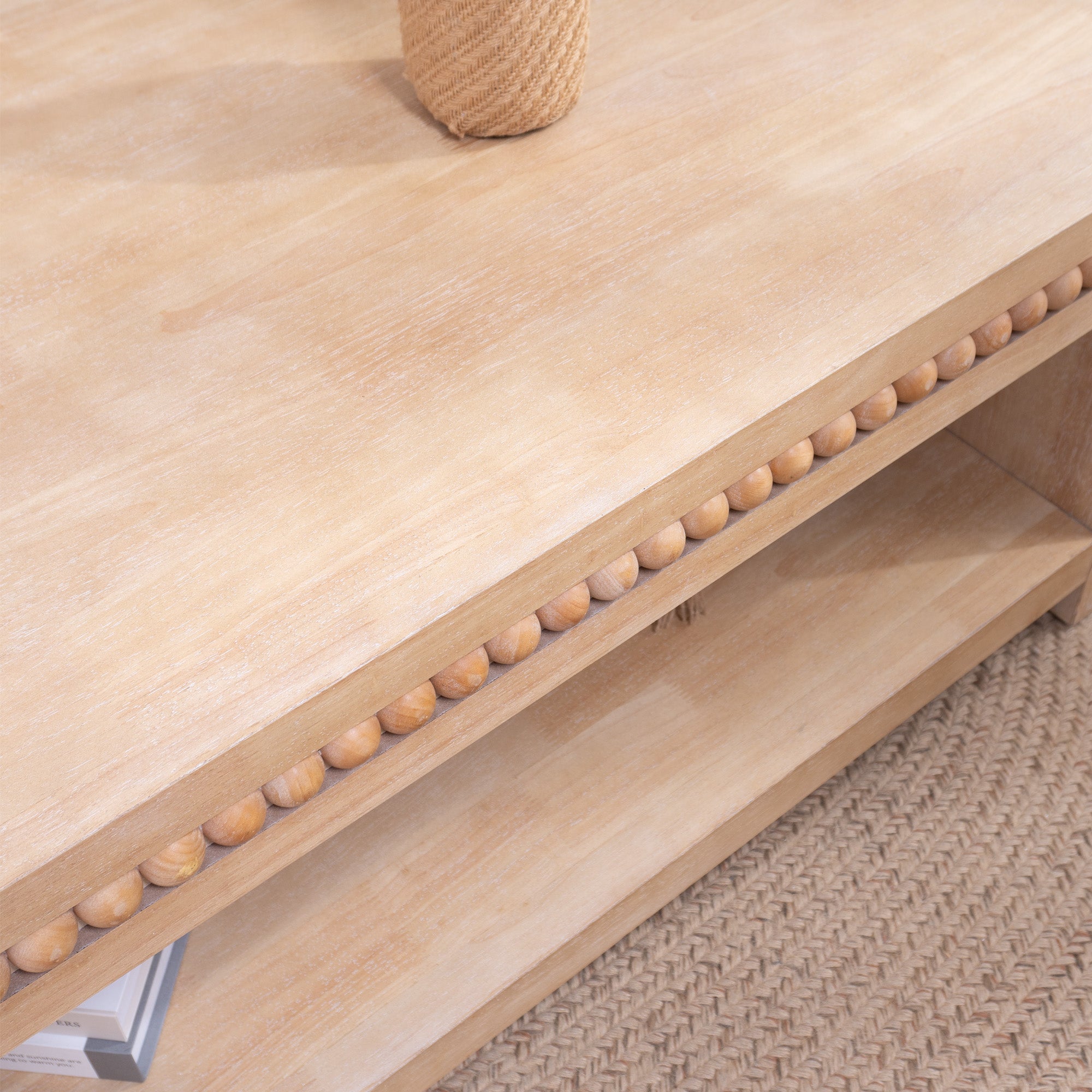 Modern Wood Coffee Table with Beaded Trim