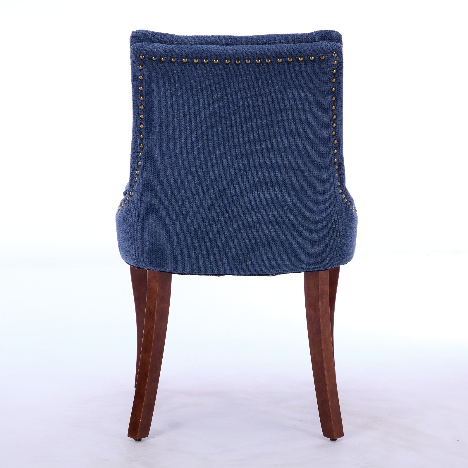 ChenilleUpholstered Dining Chairs with Curved Solid Wood Legs, Set of 2