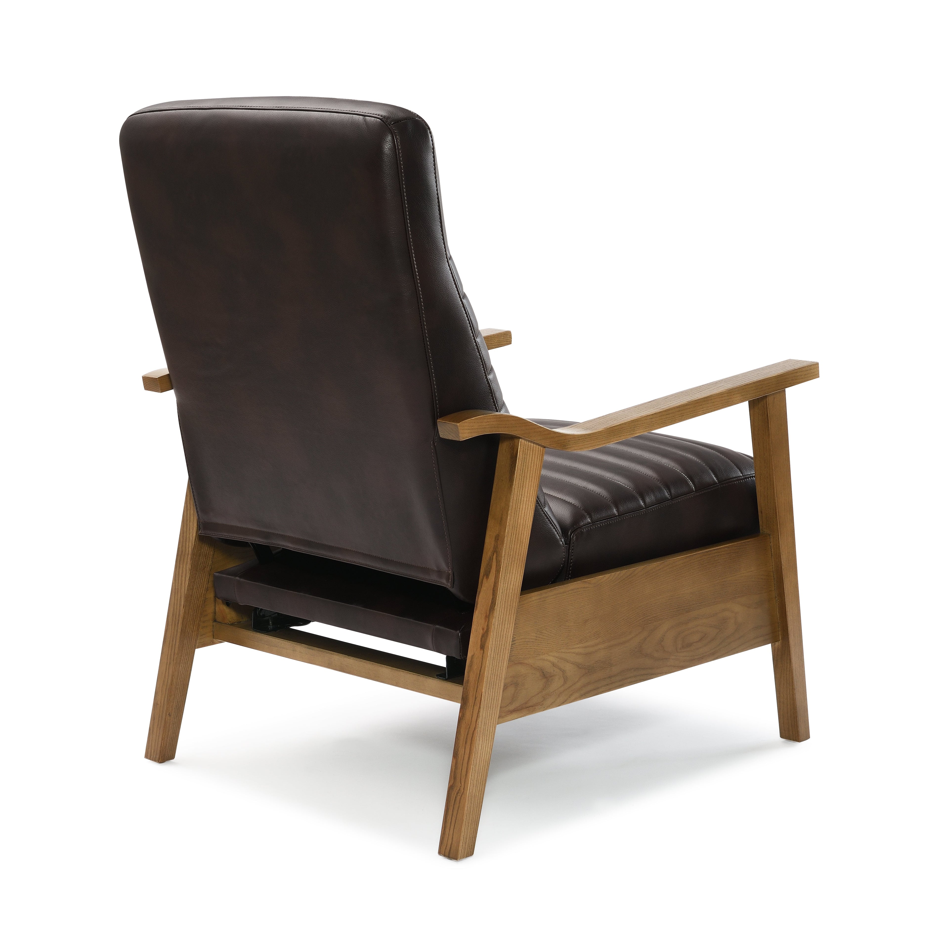 Asher Faux Leather & Wood Arm Push Back Recliner
