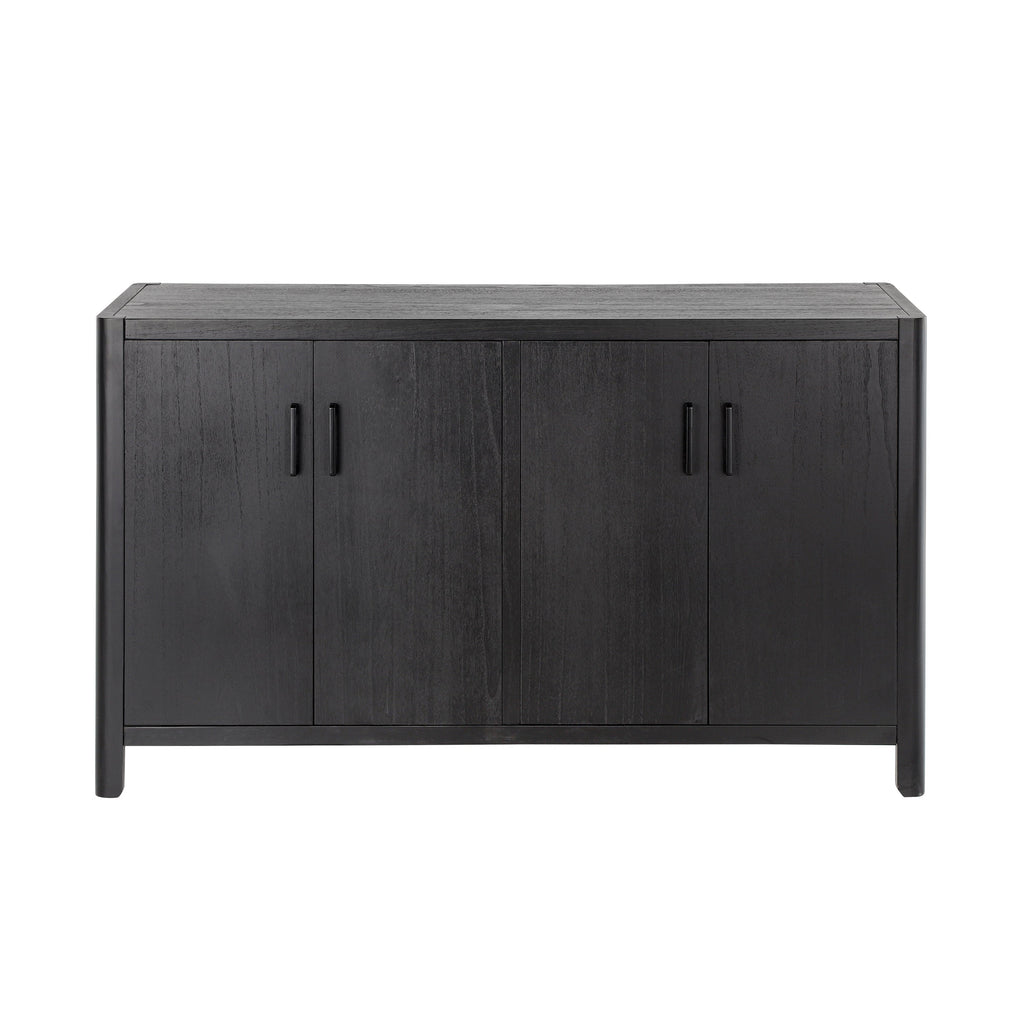 Farmhouse Style 4-Door Cabinet with Natural Distressed Finish