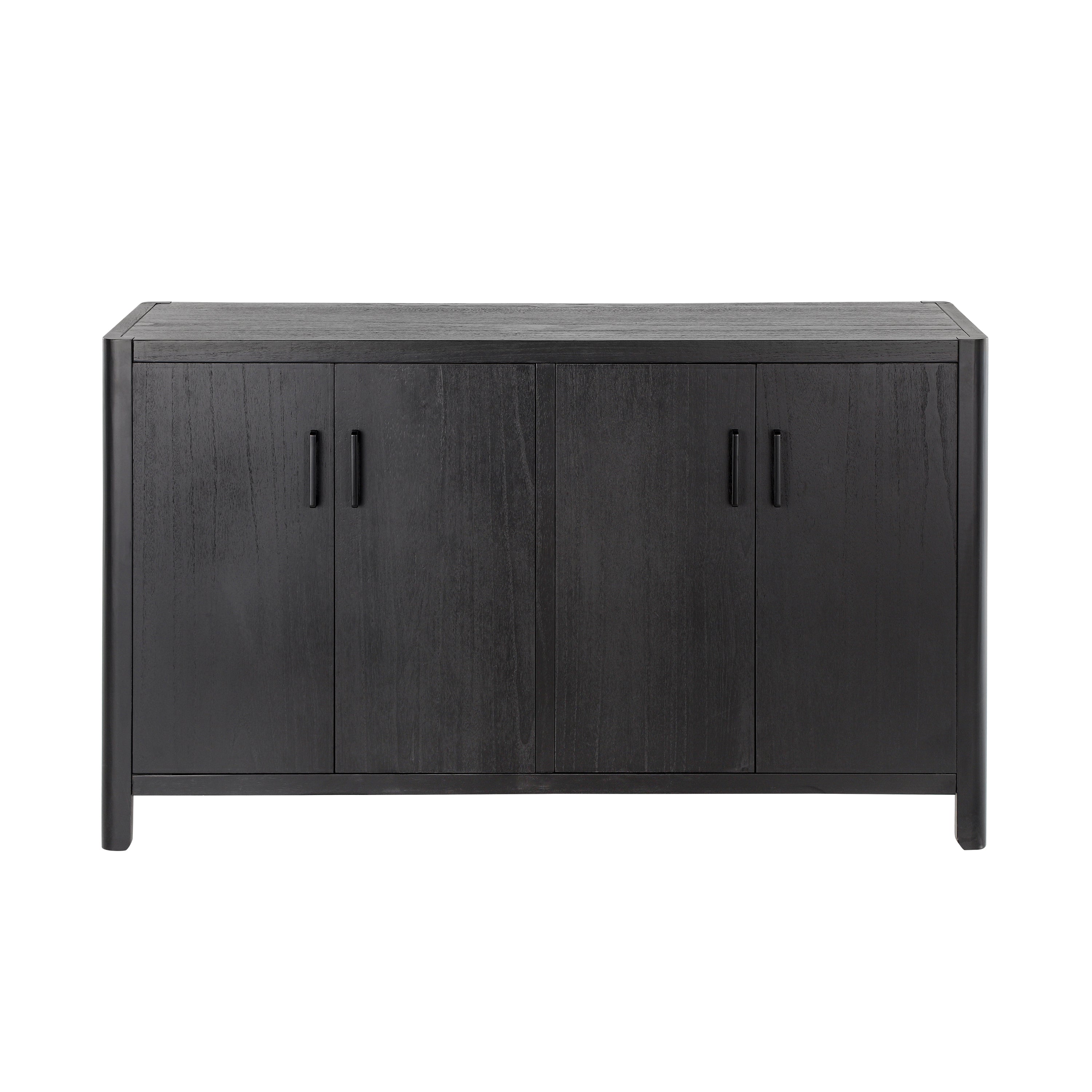 Farmhouse Style 4-Door Cabinet with Natural Distressed Finish