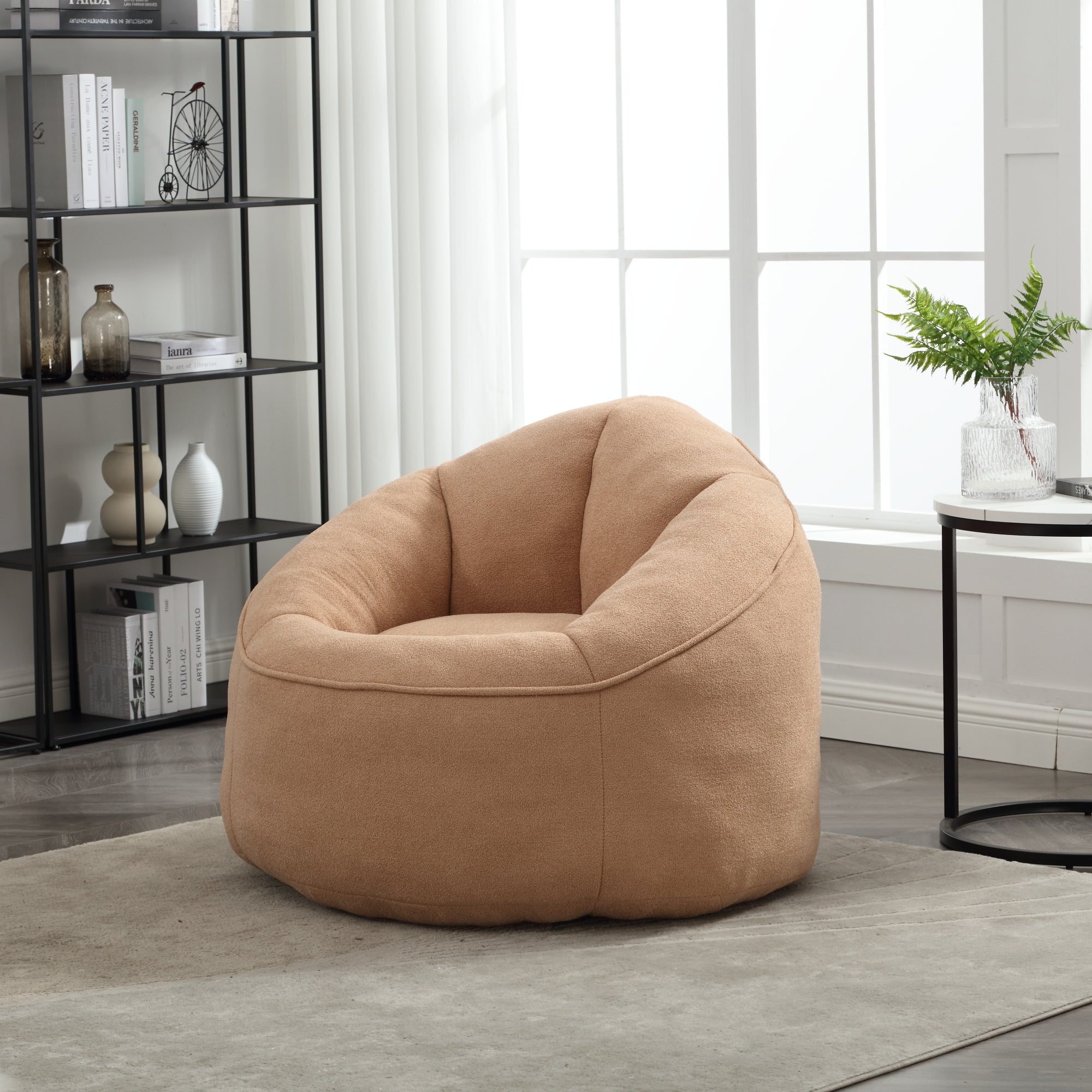 Bean Bag Sofa Chair with High-Pressure Foam and Footrest