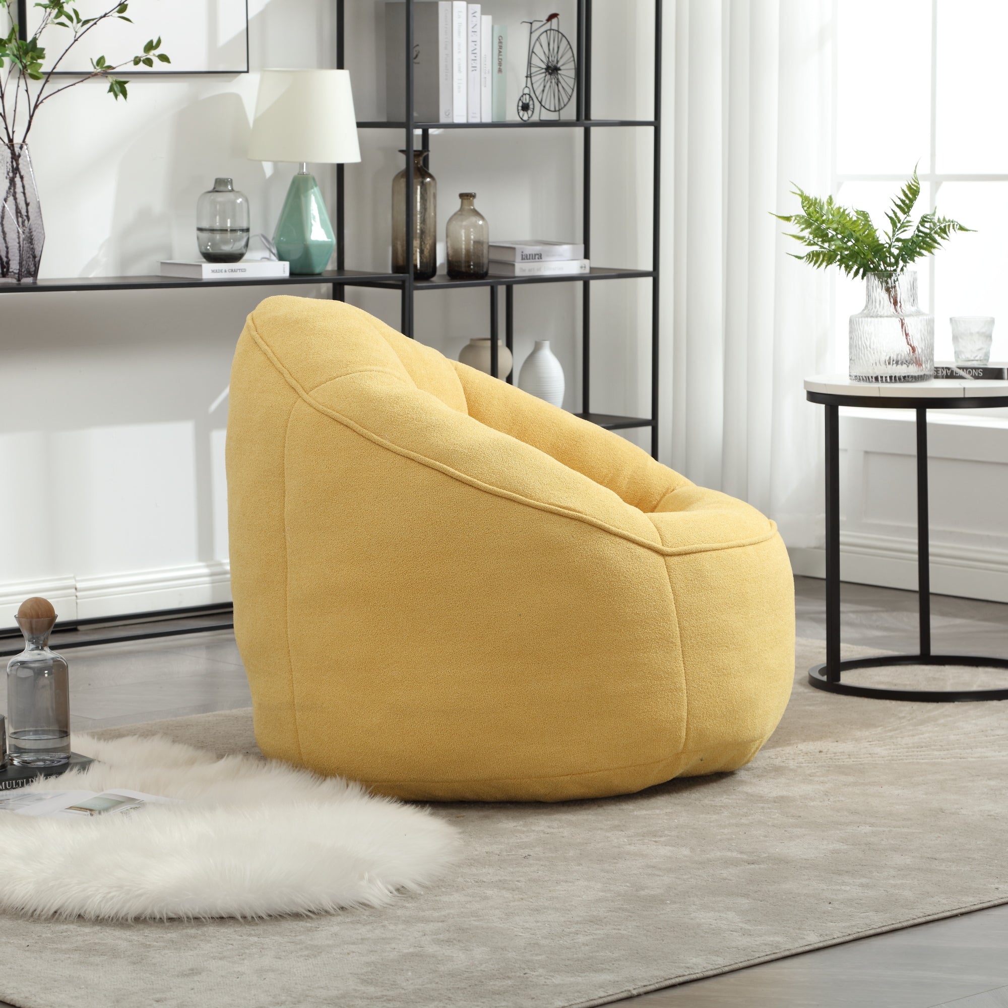 Bean Bag Sofa Chair with High-Pressure Foam and Footrest