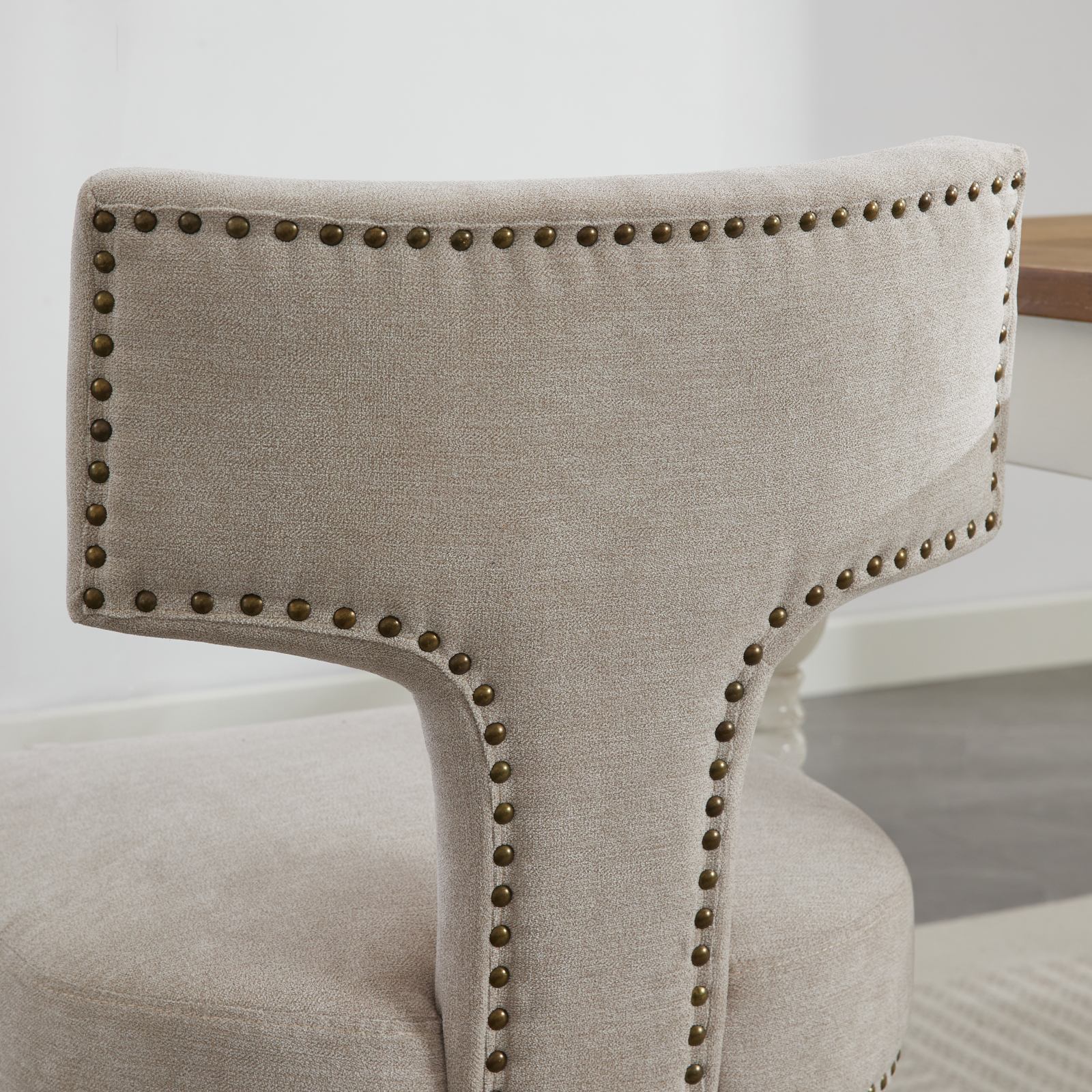 Mid Century Modern T-Back Dining Chairs with Nailhead Trim, Set of 2