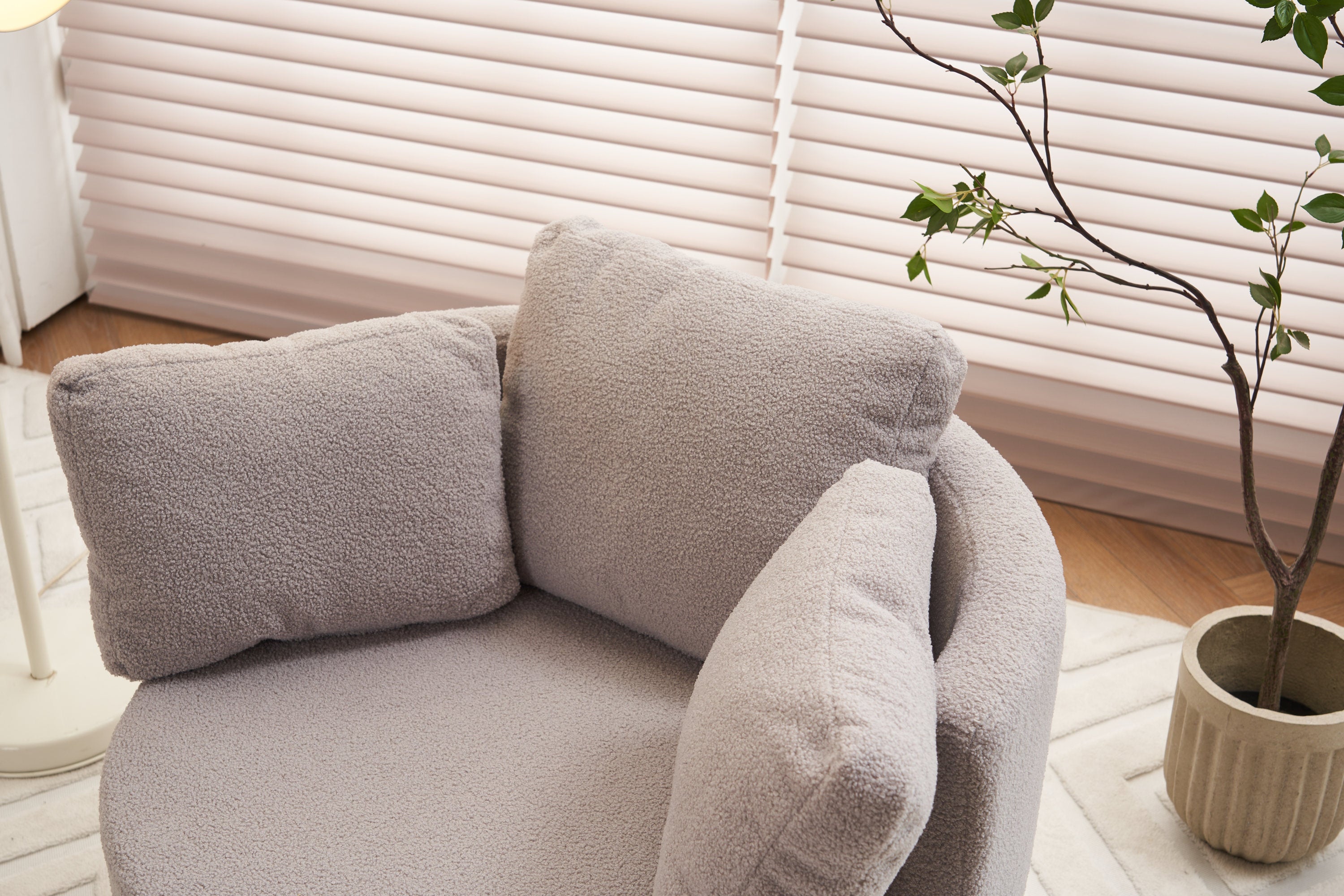 Teddy Fabric Swivel And Storage Chair With Back Cushion