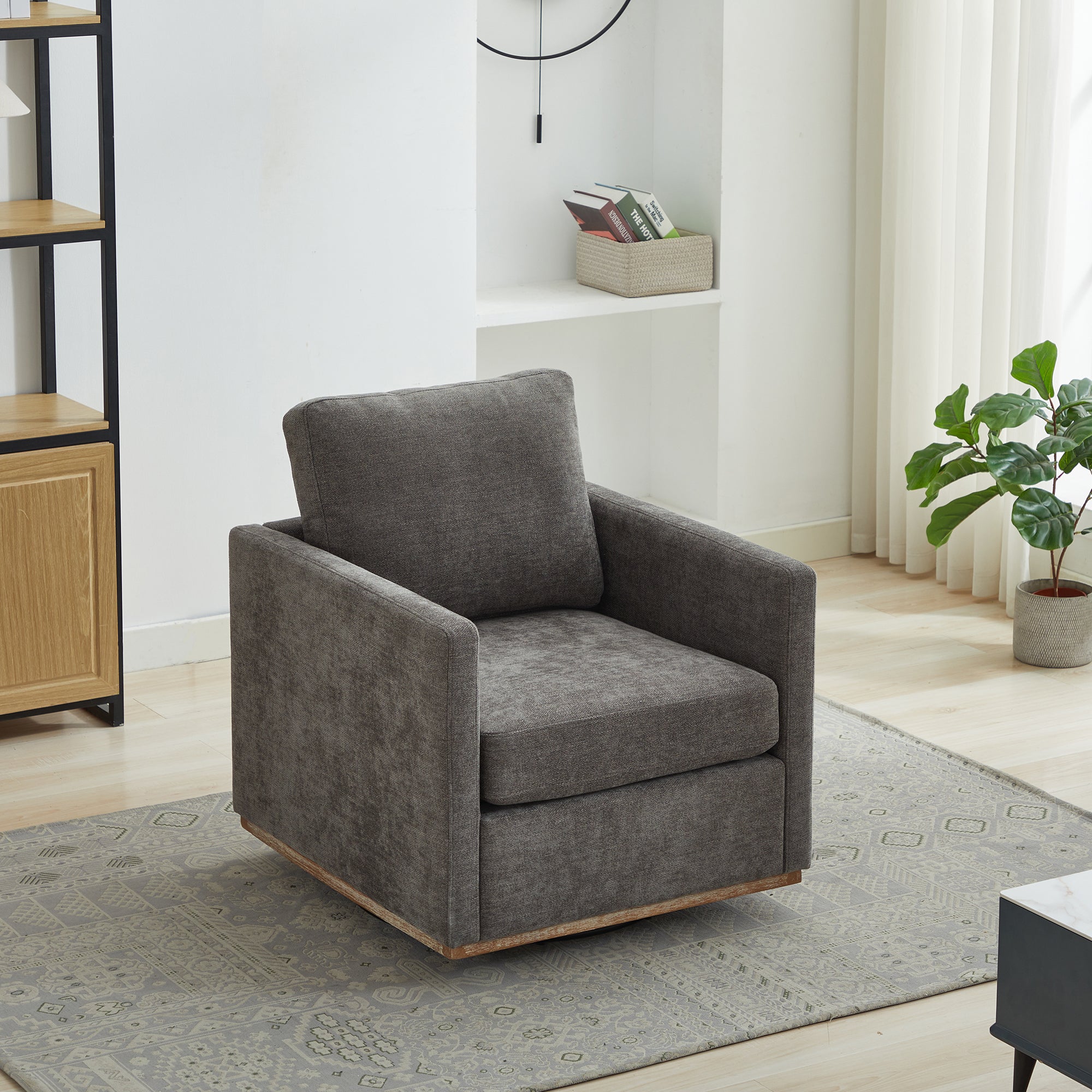 Modern Square Upholstered Swivel Accent Chair