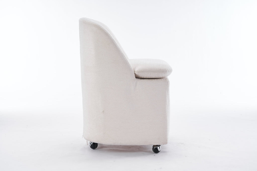 Greymont Chenille Upholstered Armless Dining Chairs With Wheels, Set of 2