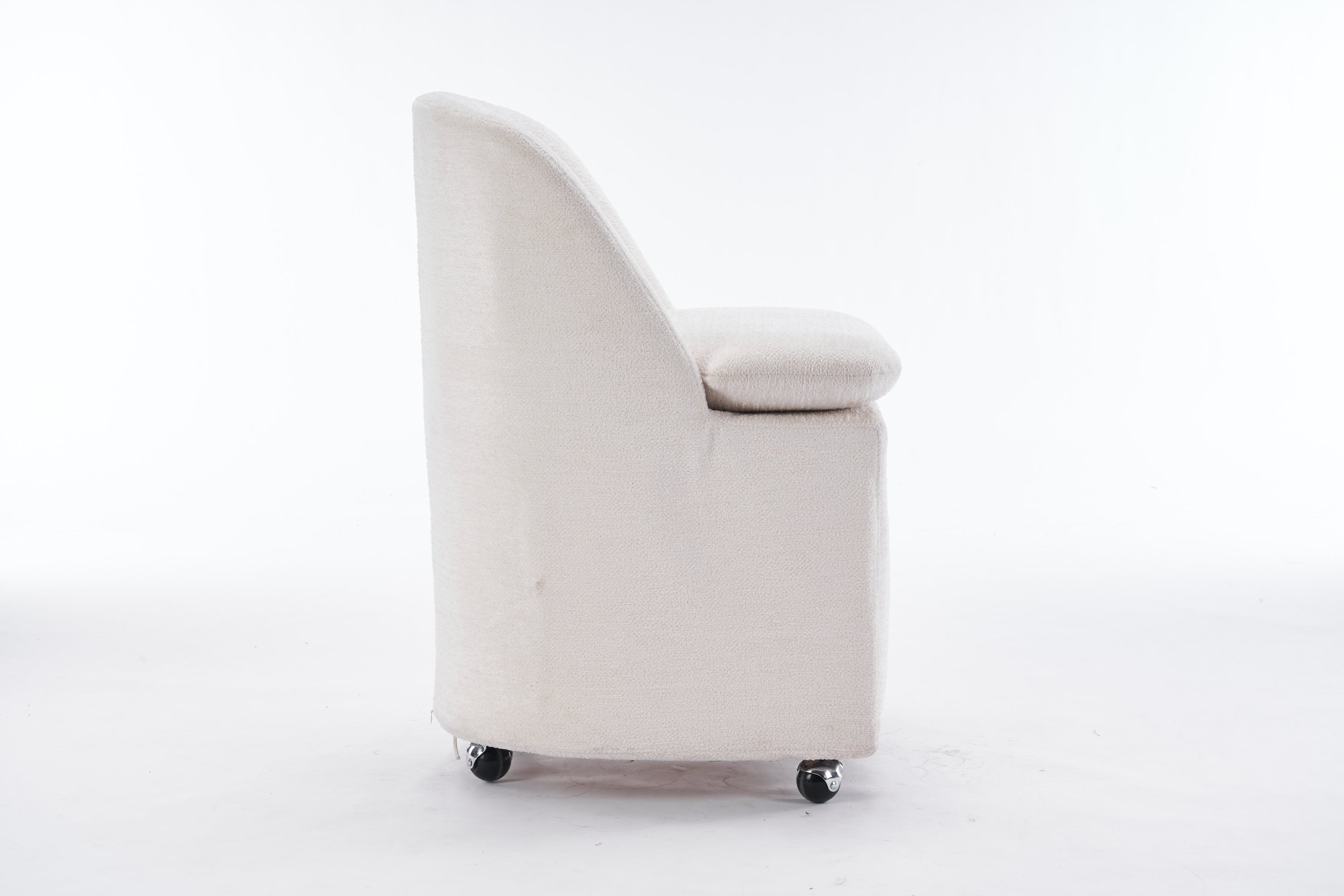 Greymont Chenille Upholstered Armless Dining Chairs With Wheels, Set of 2