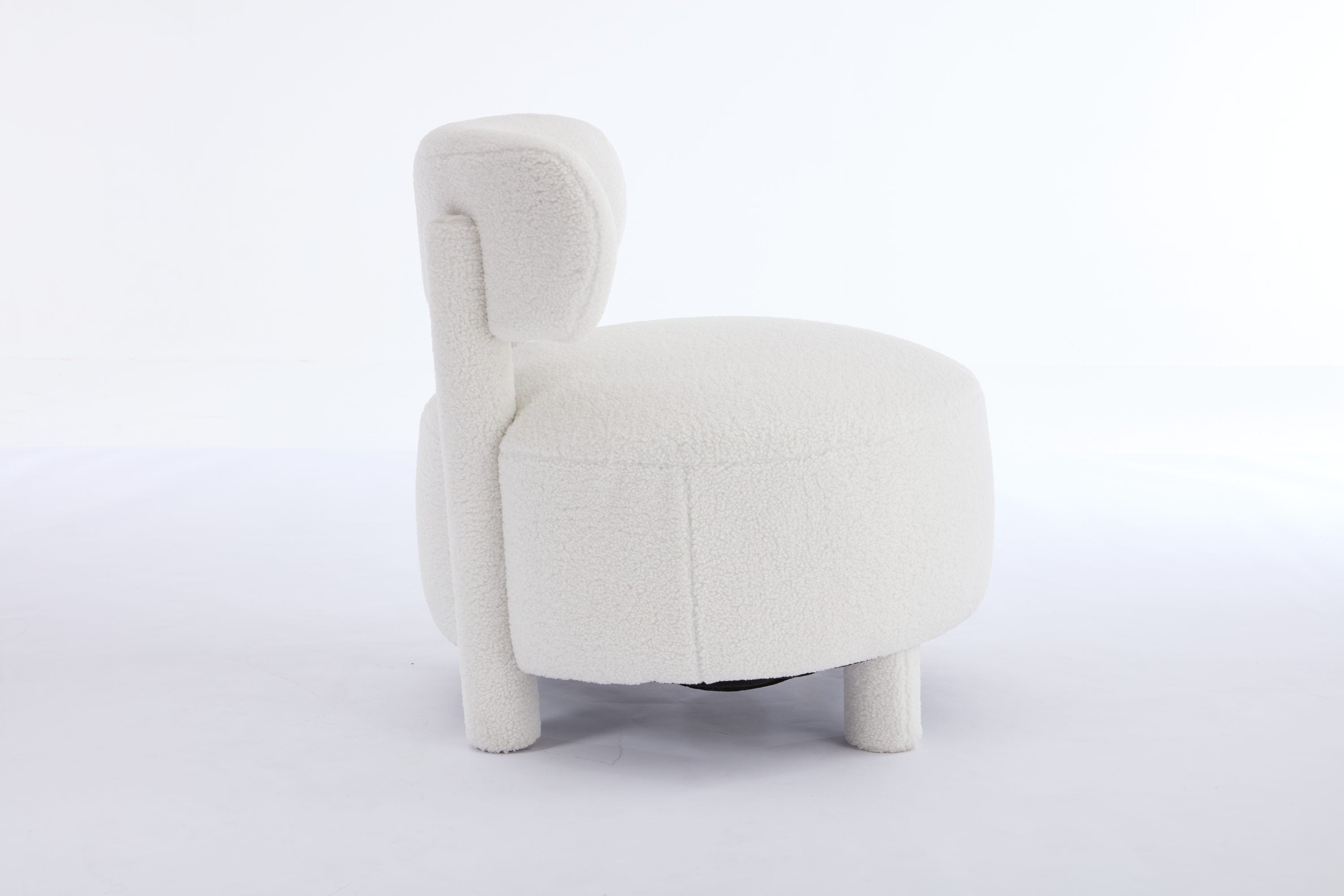 Armless Accent Chair with Curved Backrest and Solid Wooden Legs