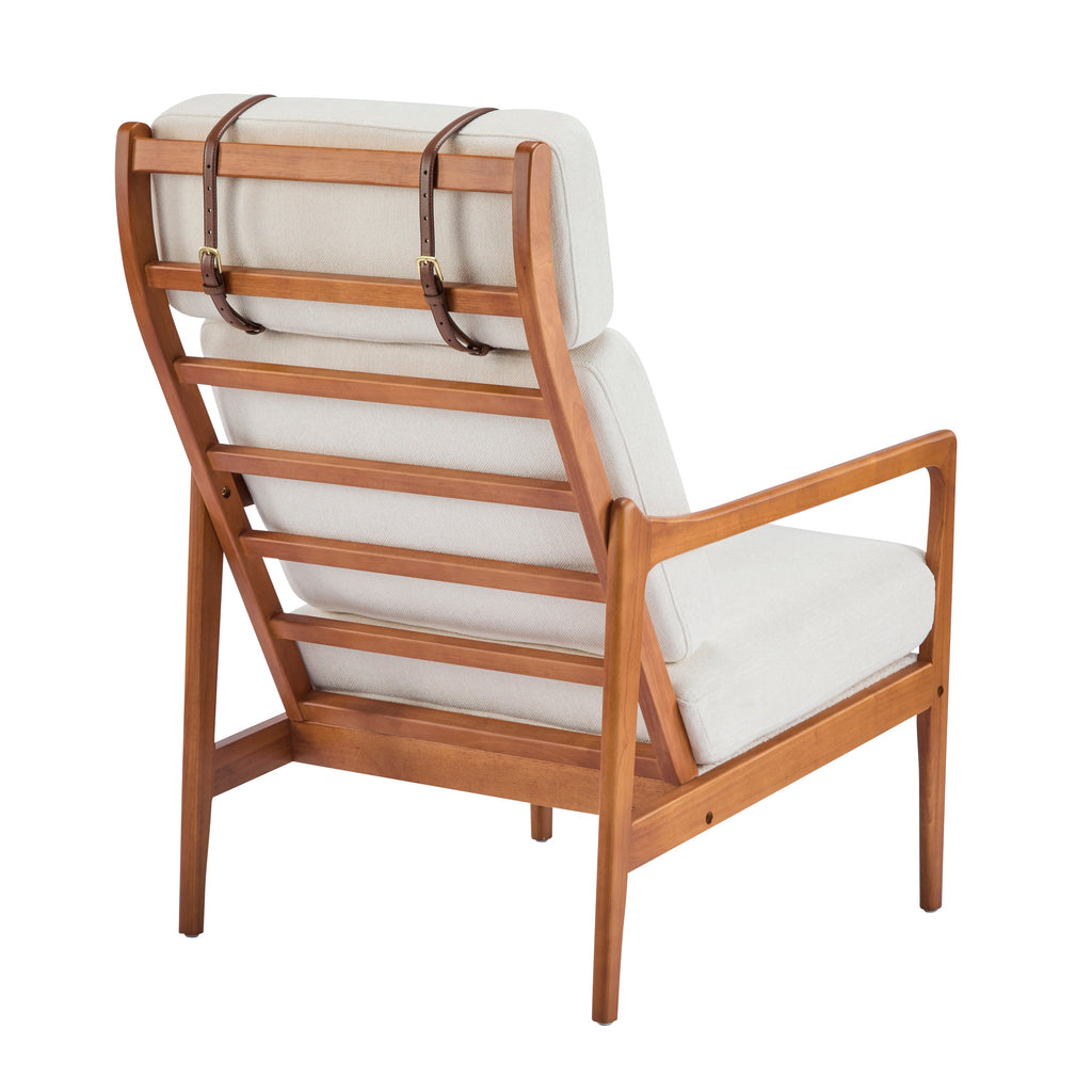 Birchmere Mid Century Modern Accent Armchair, Solid Wood Frame with High Back & Upholstered Cushions