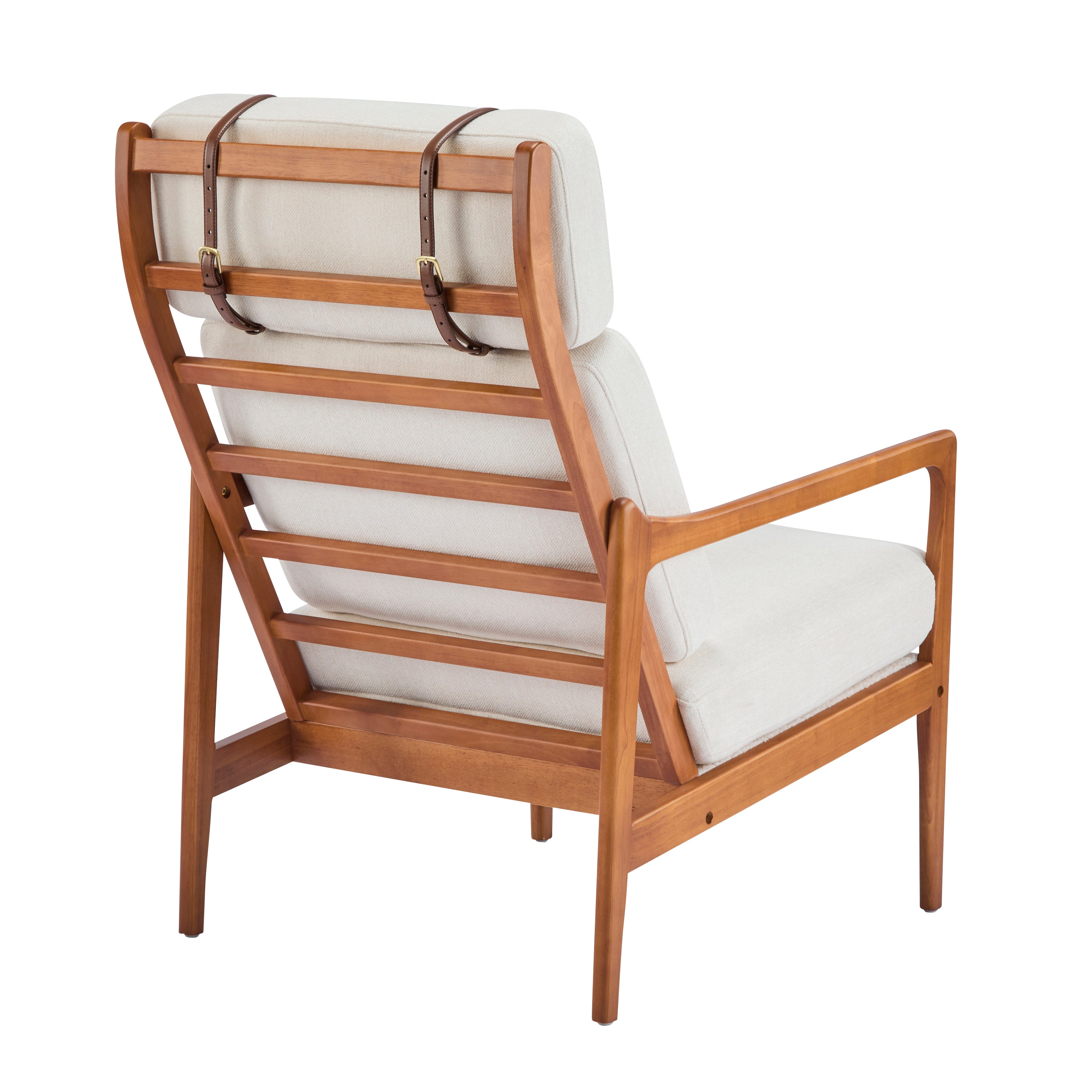 Birchmere Mid Century Modern Accent Armchair, Solid Wood Frame with High Back & Upholstered Cushions