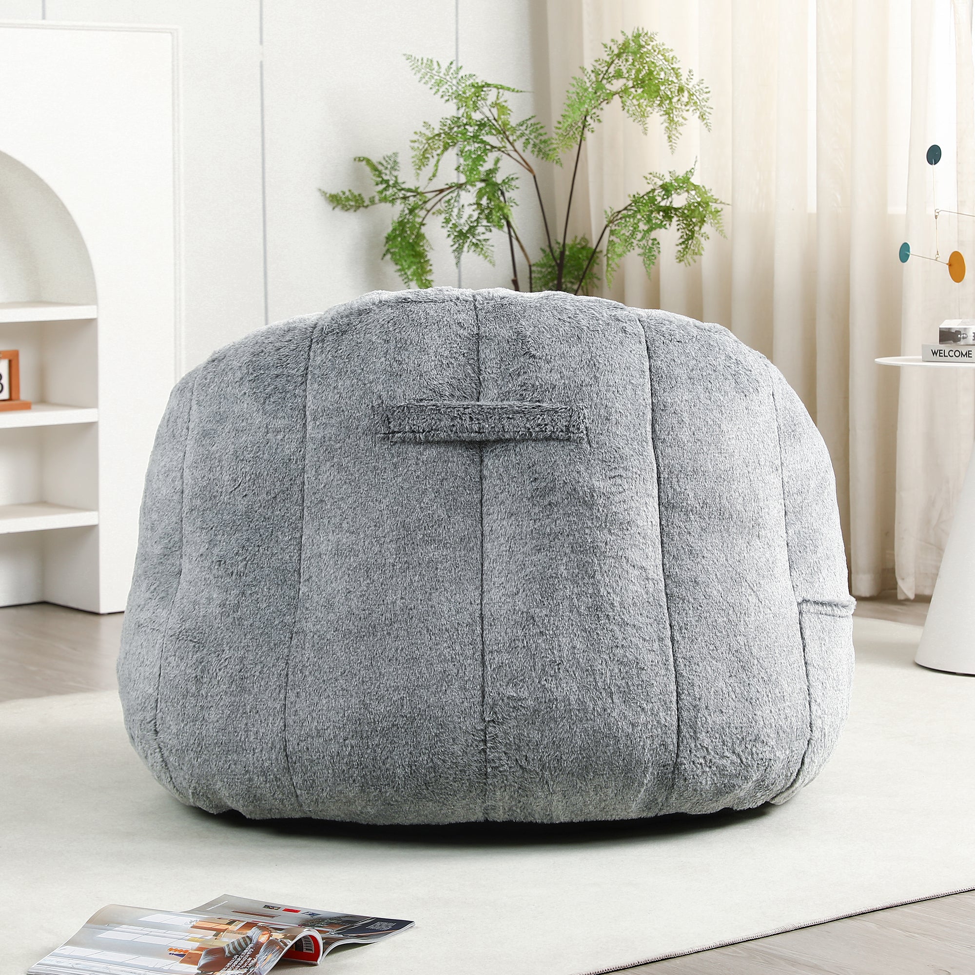 Beanbag Sofa Chair with Armrests Stuffed with High-Density Foam