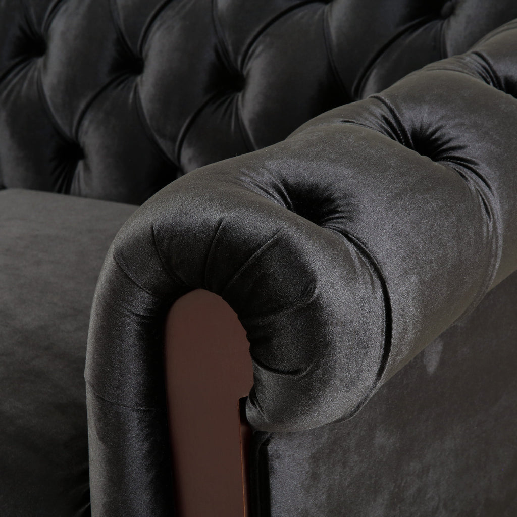 Velvet Rolled Arm Chesterfield Loveseat