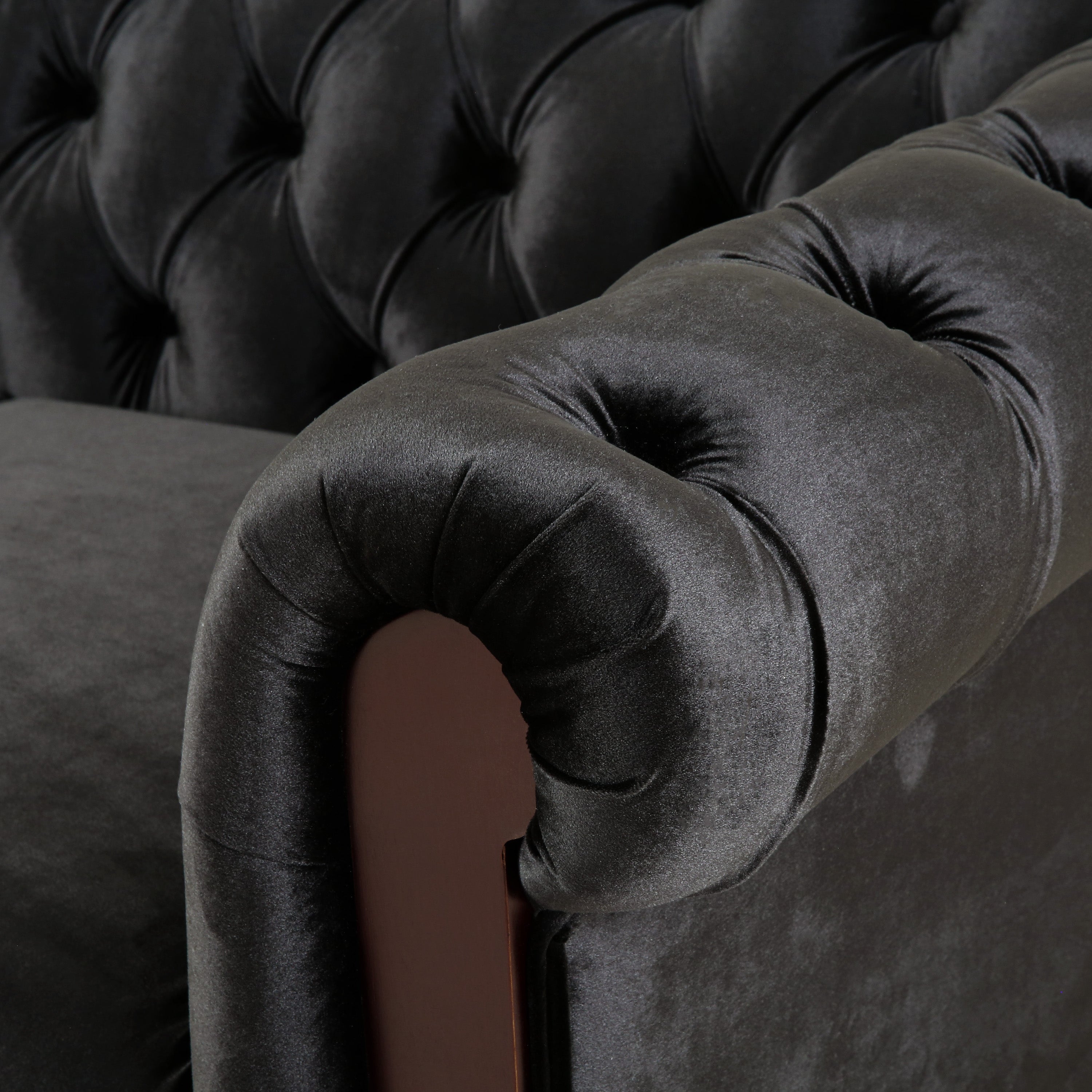Velvet Rolled Arm Chesterfield Loveseat