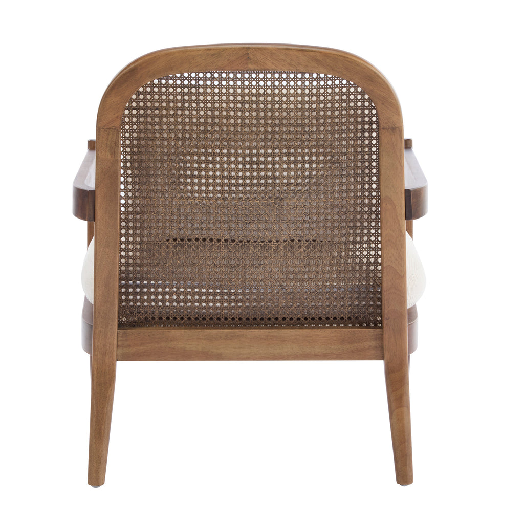 Elliston Rattan Backrest Solid Wood Accent Chair with Cushions, Set of 2