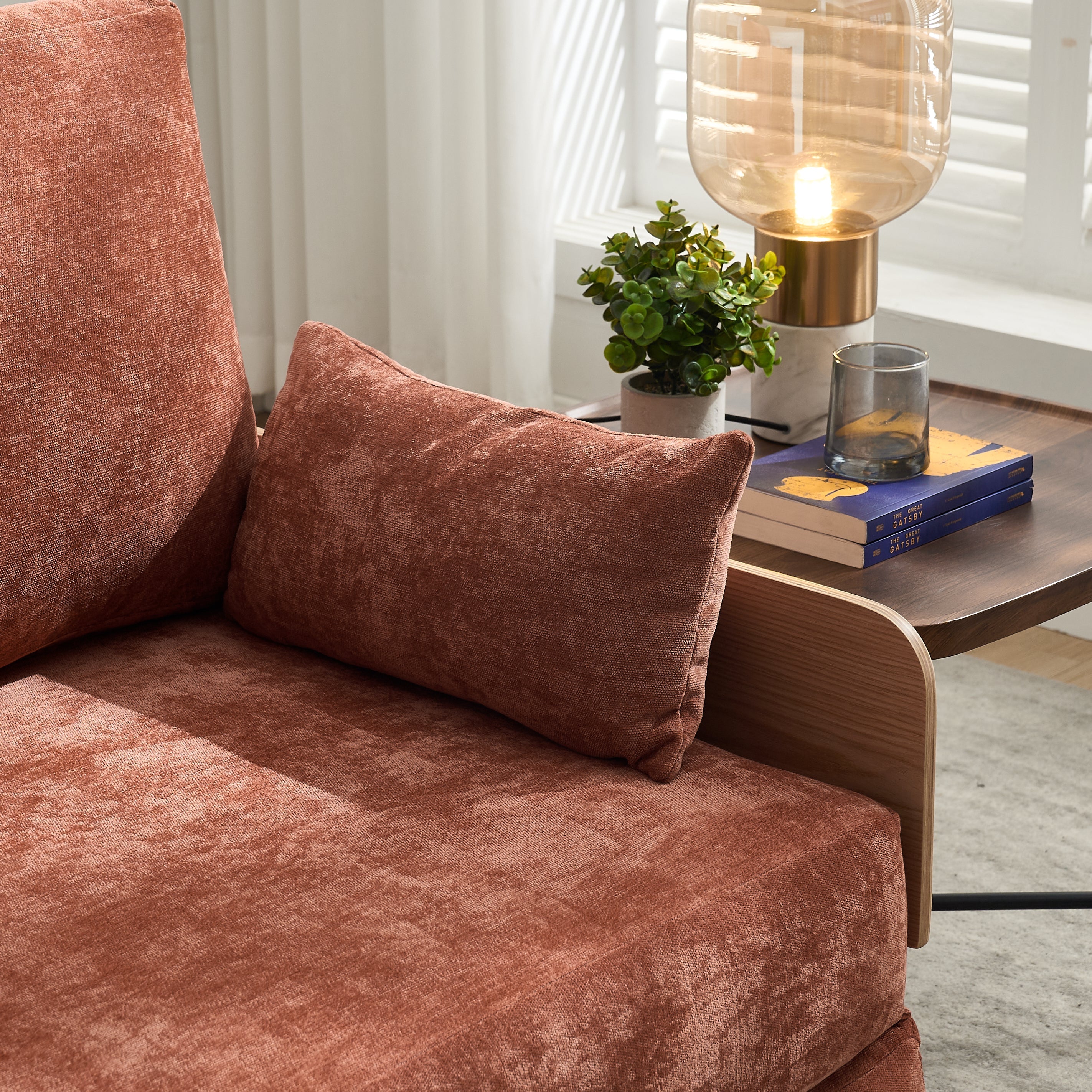 Mid-Century Modern Chenille Foldable Sofa Bed Recliner