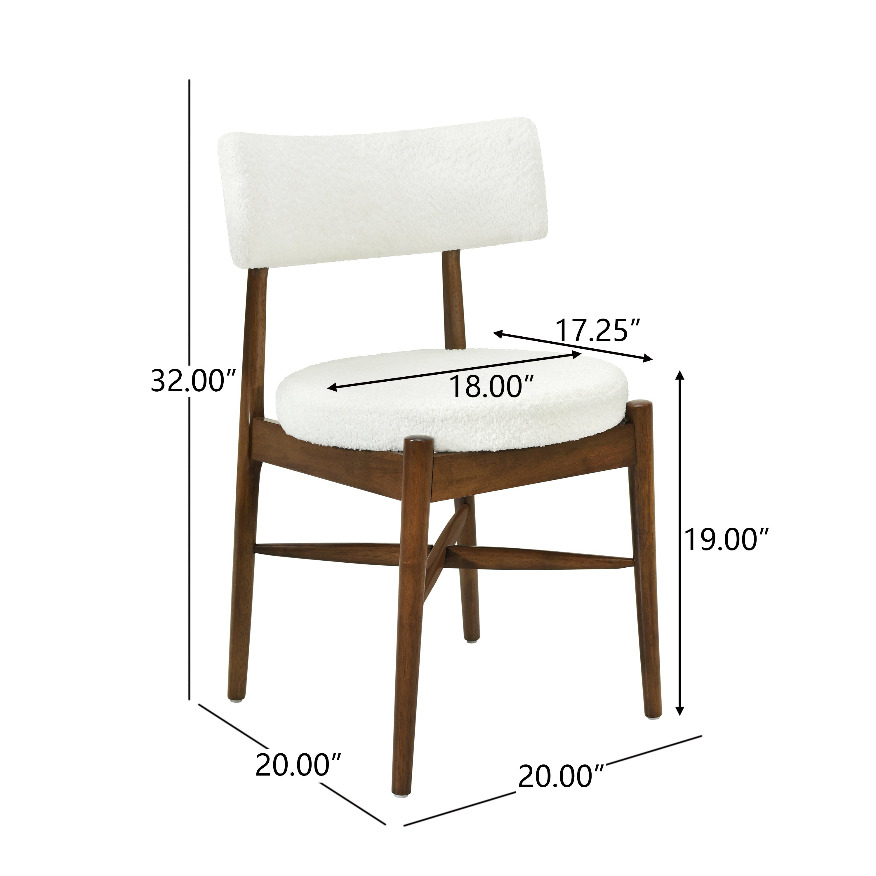 Harveston Mid Century Modern Boucle Upholstered Dining Chairs, Set of 2