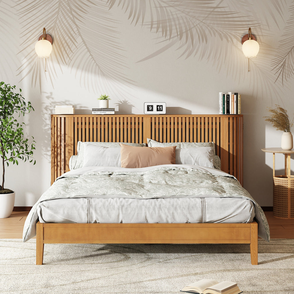 Slat Design Solid Wood Bed
