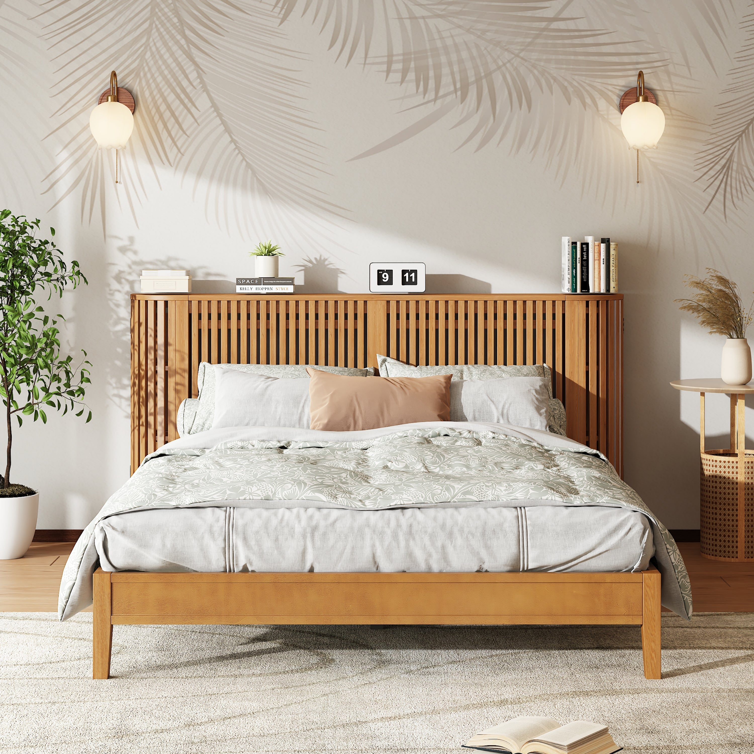 Slat Design Solid Wood Bed