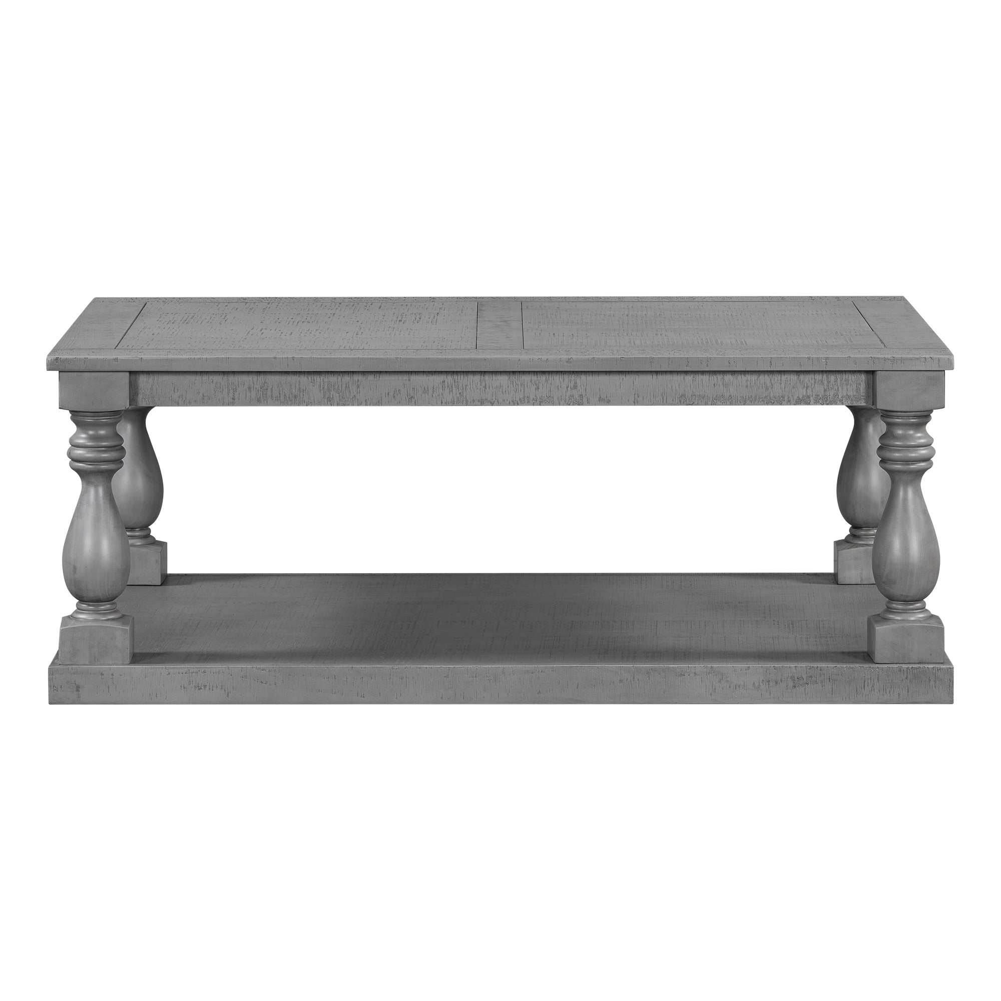 Farmhouse Turned-Leg Coffee Table with Bottom Shelf