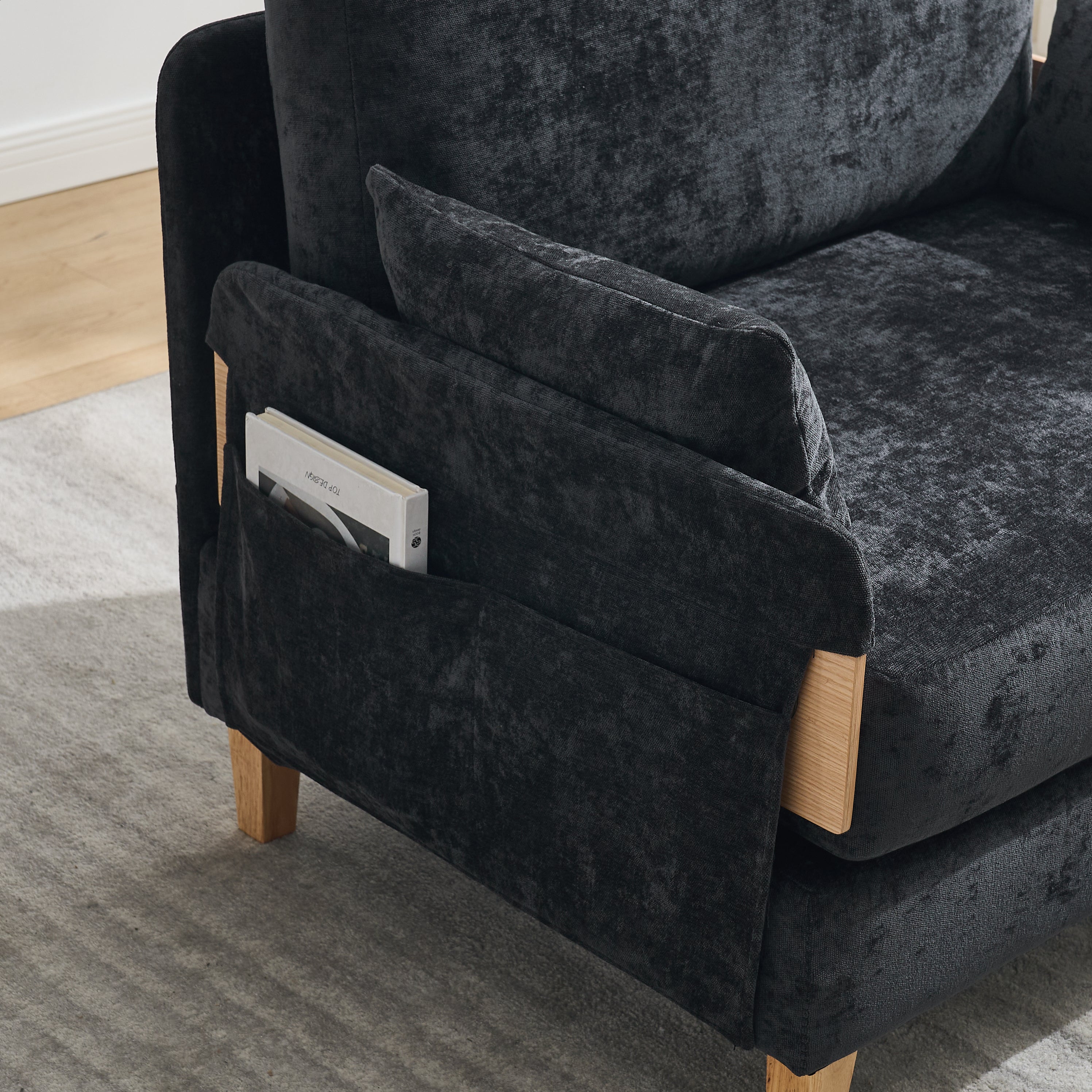 Mid-Century Modern Chenille Foldable Sofa Bed Recliner